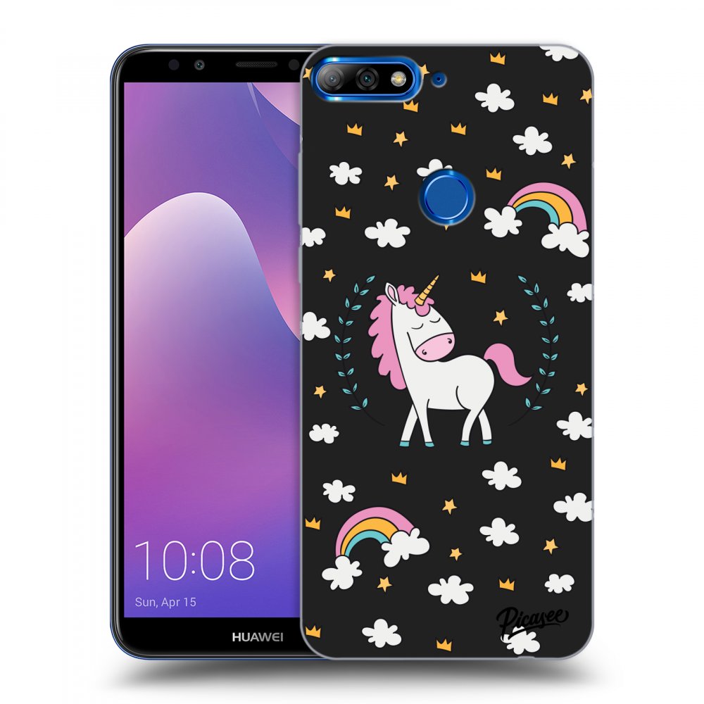 Picasee silikónový čierny obal pre Huawei Y7 Prime (2018) - Unicorn star heaven