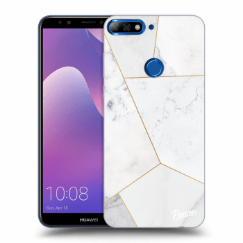 Picasee silikónový prehľadný obal pre Huawei Y7 Prime (2018) - White tile