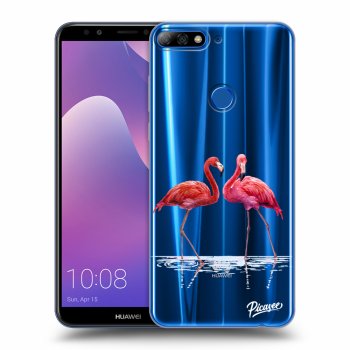 Picasee silikónový prehľadný obal pre Huawei Y7 Prime (2018) - Flamingos couple