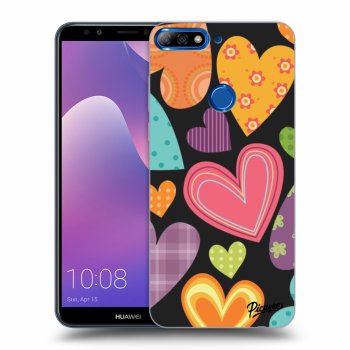 Picasee silikónový čierny obal pre Huawei Y7 Prime (2018) - Colored heart