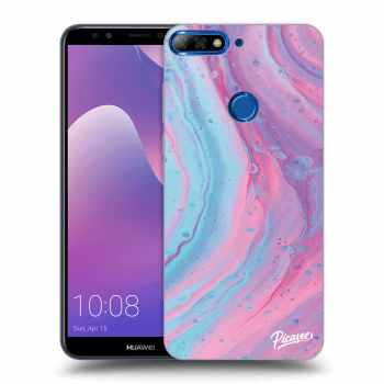 Picasee silikónový čierny obal pre Huawei Y7 Prime (2018) - Pink liquid