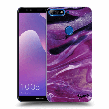 Picasee silikónový prehľadný obal pre Huawei Y7 Prime (2018) - Purple glitter