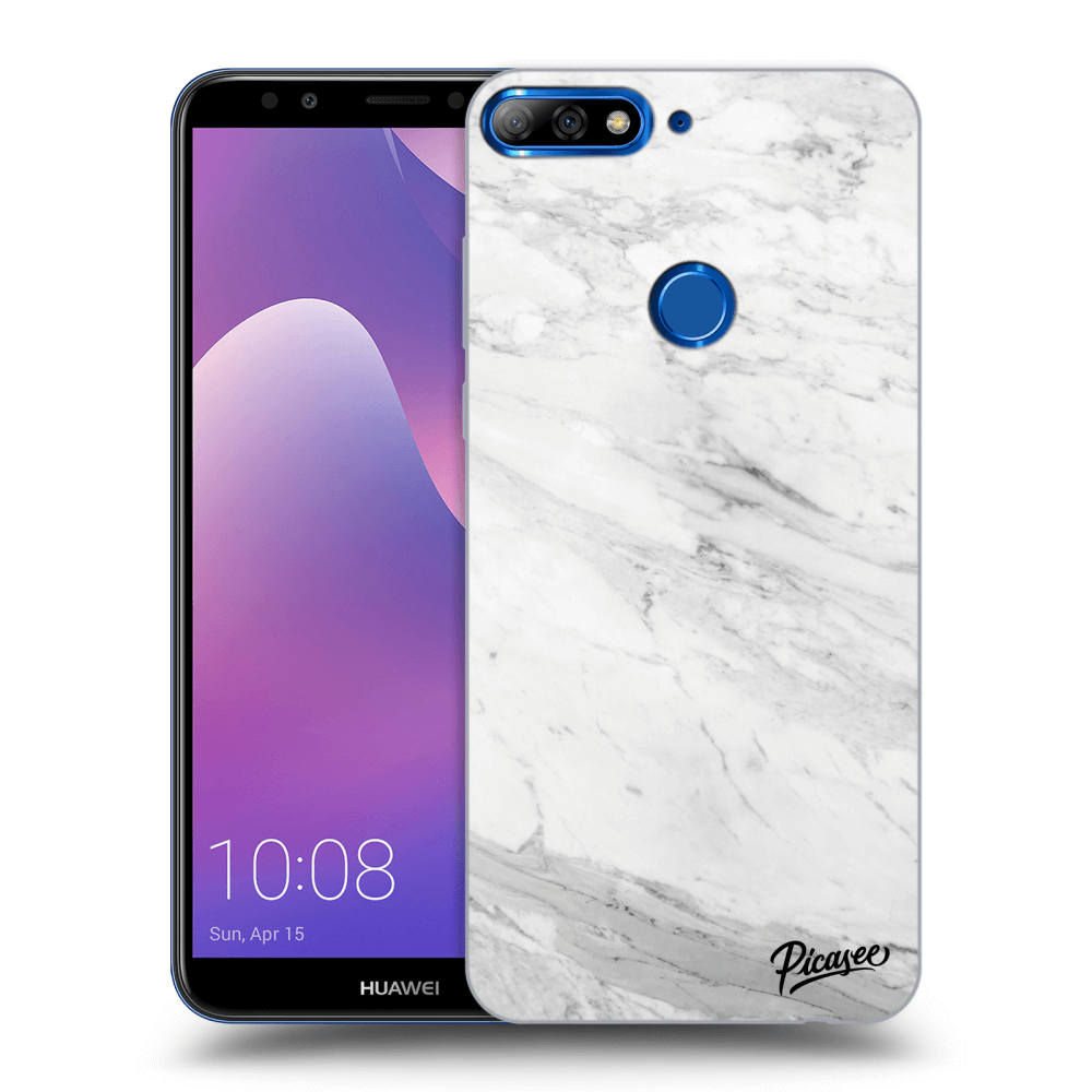 Picasee silikónový prehľadný obal pre Huawei Y7 Prime (2018) - White marble