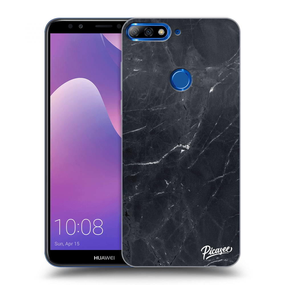 Picasee silikónový čierny obal pre Huawei Y7 Prime (2018) - Black marble