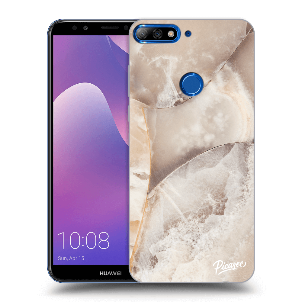 Picasee silikónový prehľadný obal pre Huawei Y7 Prime (2018) - Cream marble