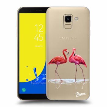 Picasee silikónový prehľadný obal pre Samsung Galaxy J6 J600F - Flamingos couple