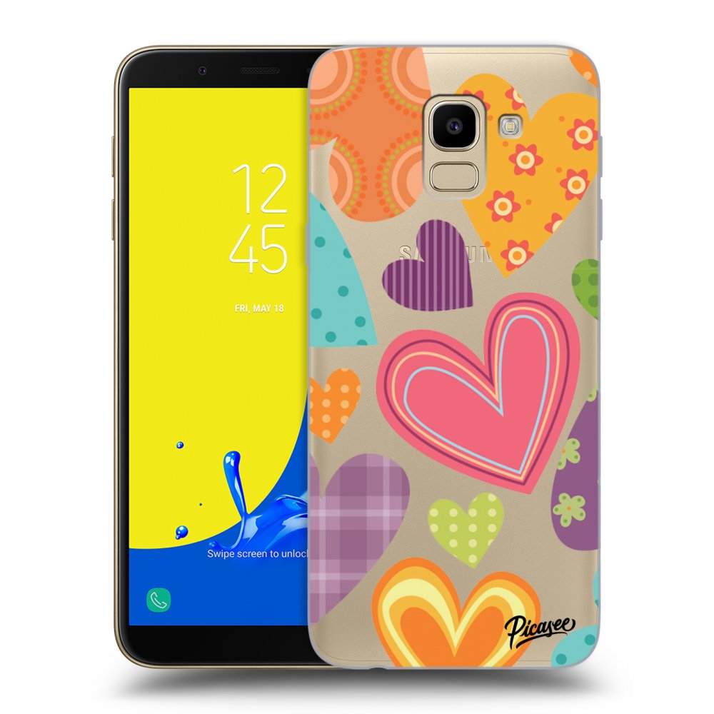 Picasee silikónový prehľadný obal pre Samsung Galaxy J6 J600F - Colored heart