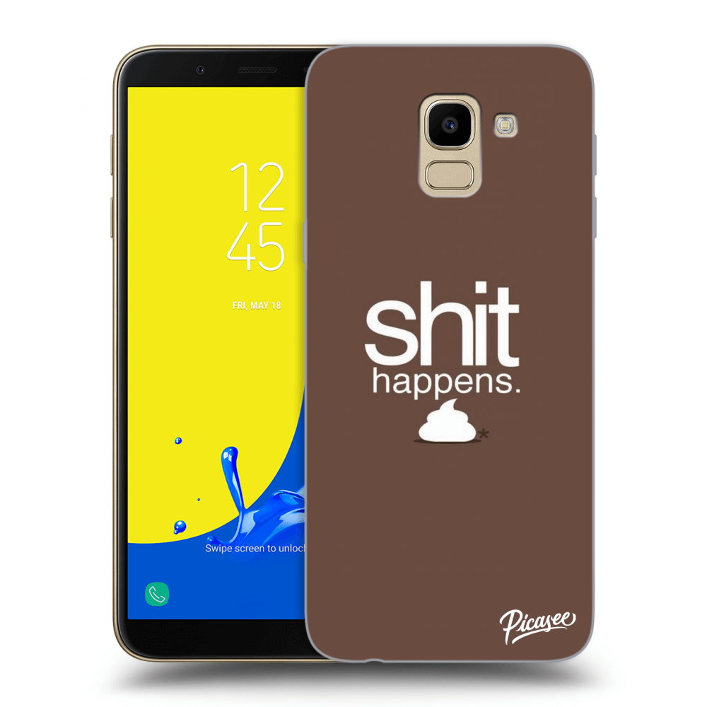 Picasee silikónový prehľadný obal pre Samsung Galaxy J6 J600F - Shit happens