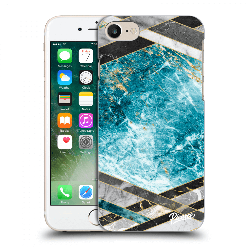 Picasee silikónový čierny obal pre Apple iPhone 8 - Blue geometry