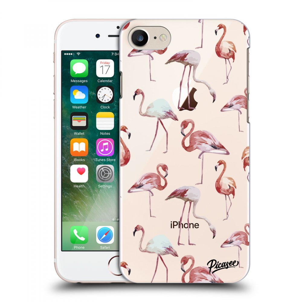 Picasee silikónový prehľadný obal pre Apple iPhone 8 - Flamingos