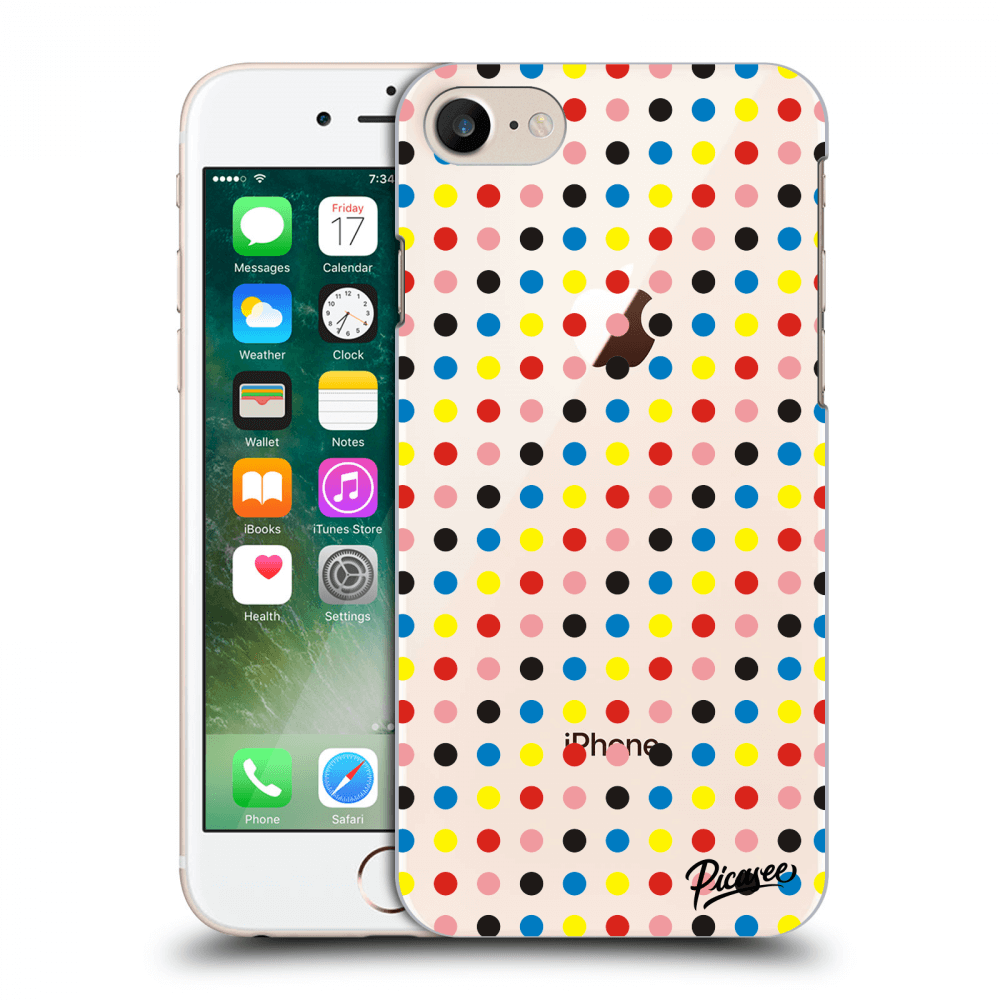 Picasee silikónový prehľadný obal pre Apple iPhone 8 - Colorful dots