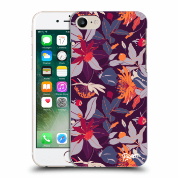 Picasee silikónový prehľadný obal pre Apple iPhone 8 - Purple Leaf