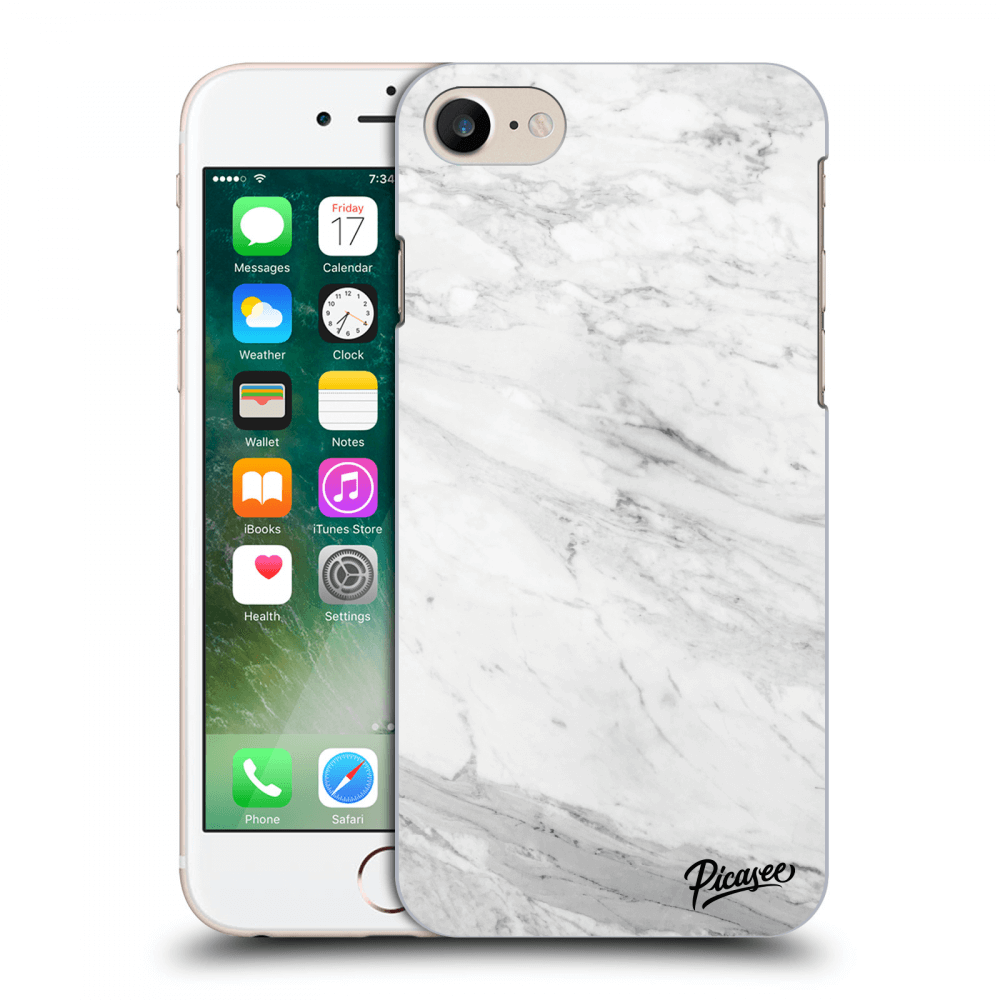 Picasee plastový prehľadný obal pre Apple iPhone 8 - White marble