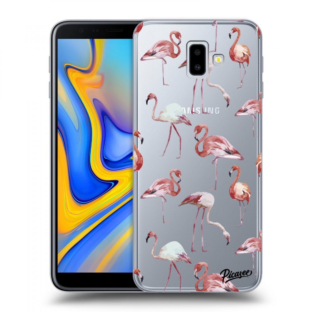 Picasee silikónový prehľadný obal pre Samsung Galaxy J6+ J610F - Flamingos