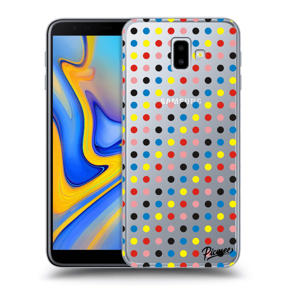 Picasee silikónový prehľadný obal pre Samsung Galaxy J6+ J610F - Colorful dots