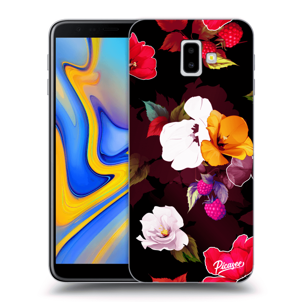 Picasee silikónový prehľadný obal pre Samsung Galaxy J6+ J610F - Flowers and Berries