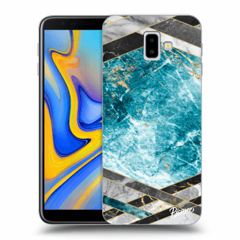 Picasee silikónový prehľadný obal pre Samsung Galaxy J6+ J610F - Blue geometry