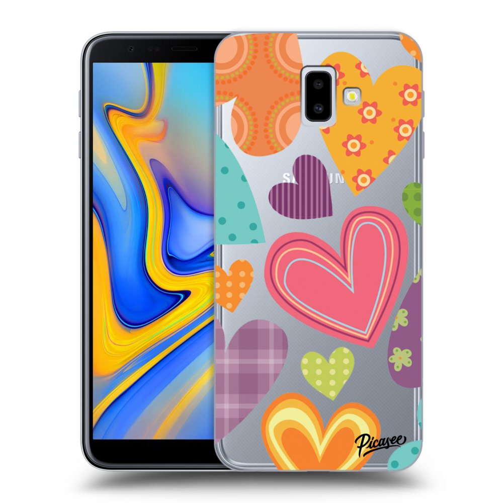 Picasee silikónový prehľadný obal pre Samsung Galaxy J6+ J610F - Colored heart