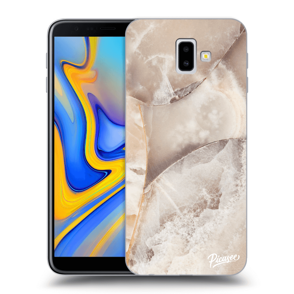 Picasee silikónový prehľadný obal pre Samsung Galaxy J6+ J610F - Cream marble