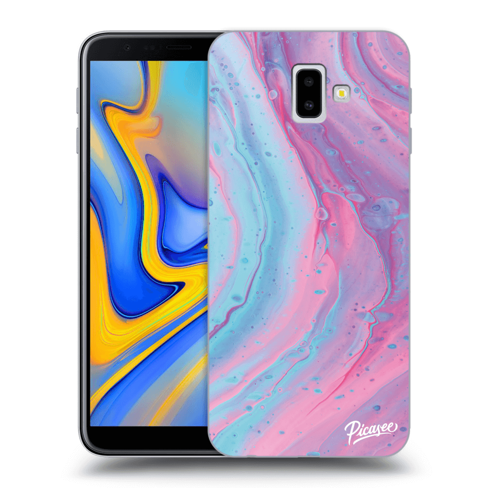 Picasee silikónový prehľadný obal pre Samsung Galaxy J6+ J610F - Pink liquid