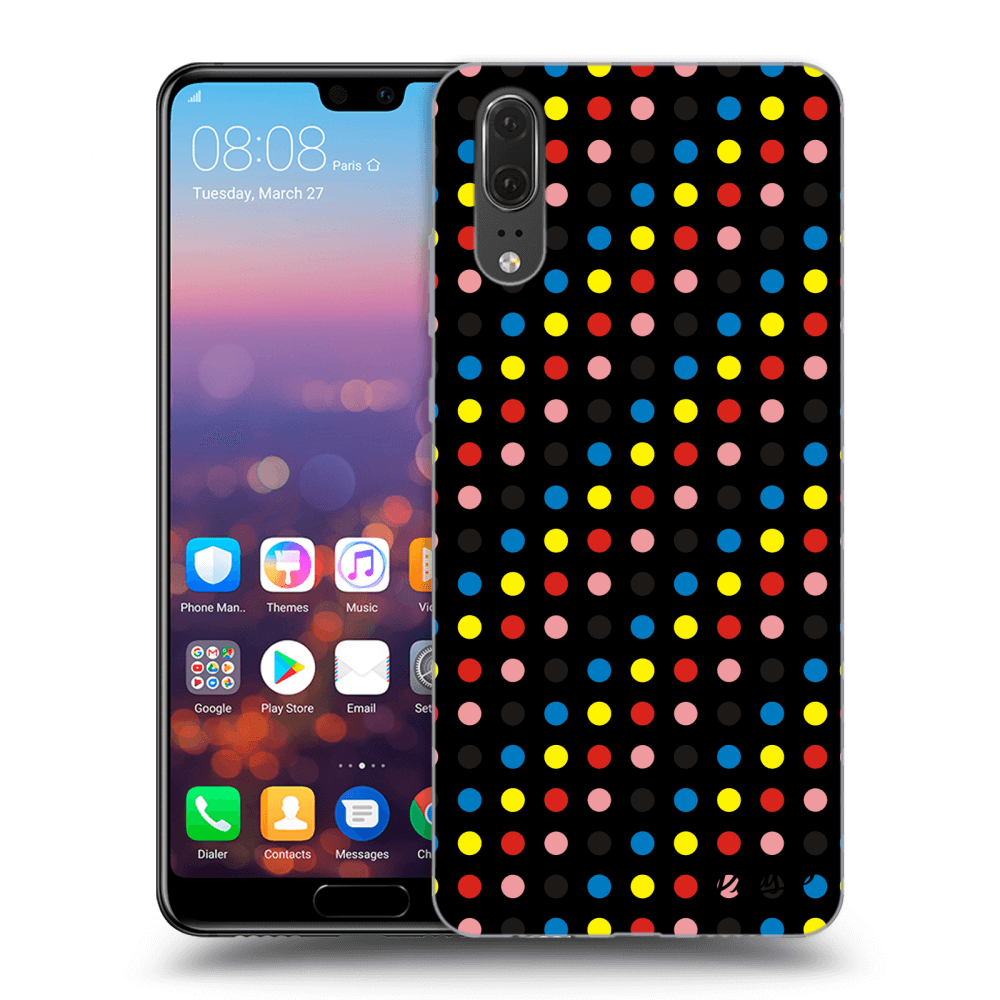 Picasee silikónový čierny obal pre Huawei P20 - Colorful dots