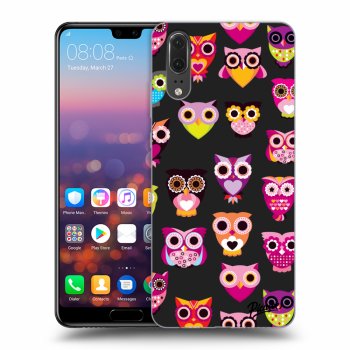 Picasee silikónový čierny obal pre Huawei P20 - Owls