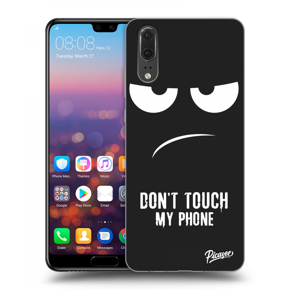 Picasee silikónový čierny obal pre Huawei P20 - Don't Touch My Phone