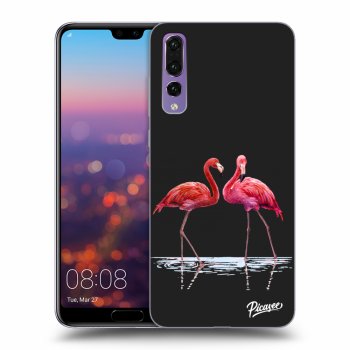 Picasee silikónový čierny obal pre Huawei P20 Pro - Flamingos couple