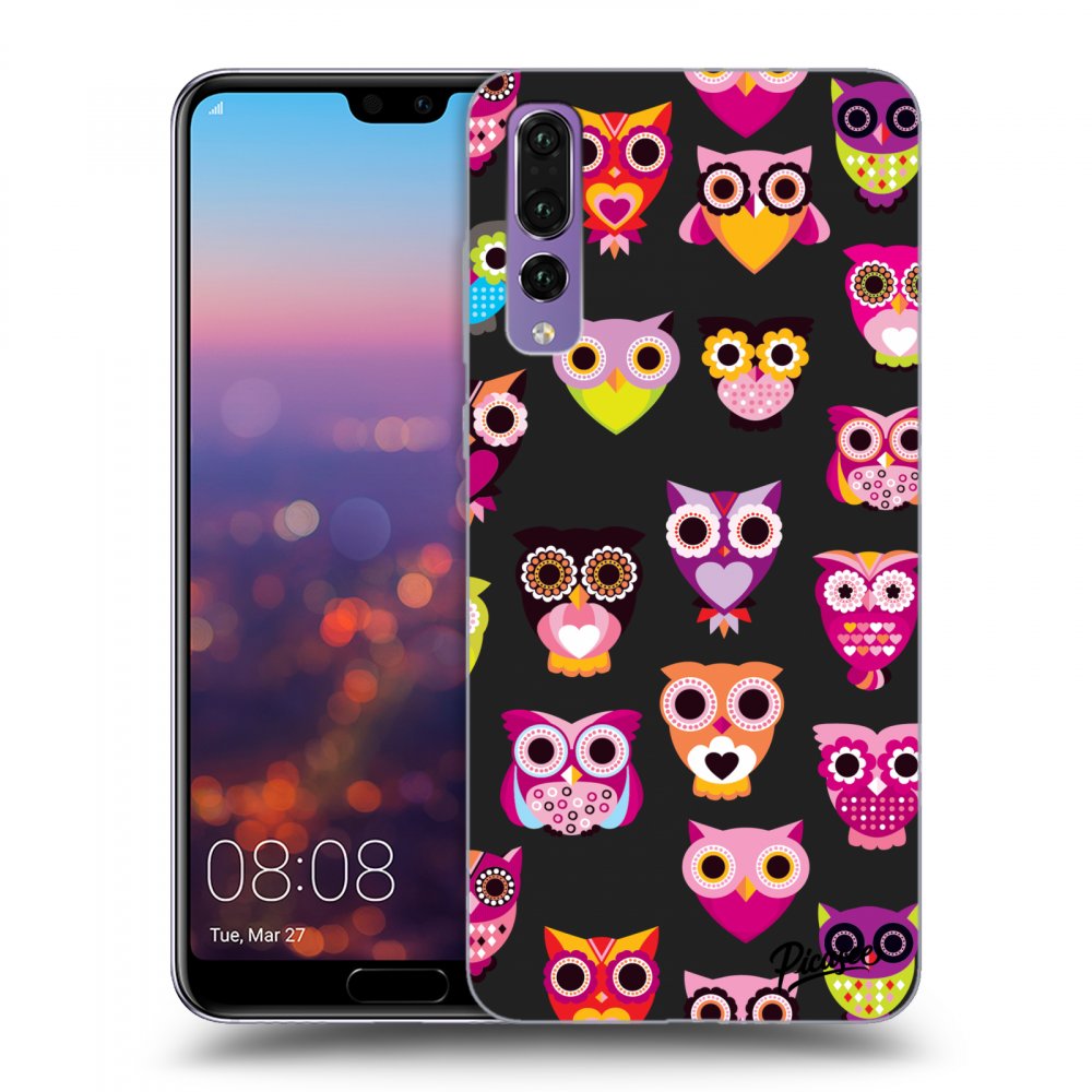 Picasee silikónový čierny obal pre Huawei P20 Pro - Owls