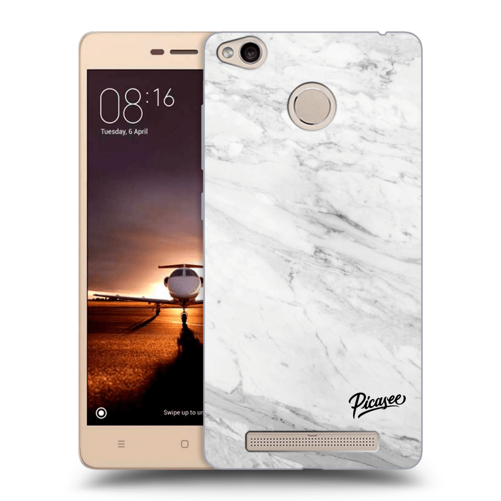 Picasee silikónový prehľadný obal pre Xiaomi Redmi 3s, 3 Pro - White marble