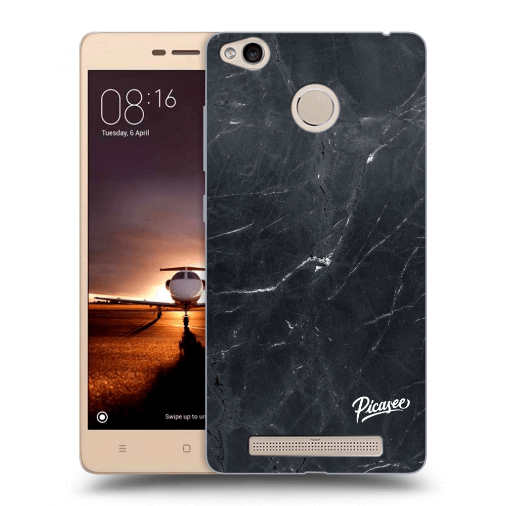 Picasee silikónový prehľadný obal pre Xiaomi Redmi 3s, 3 Pro - Black marble