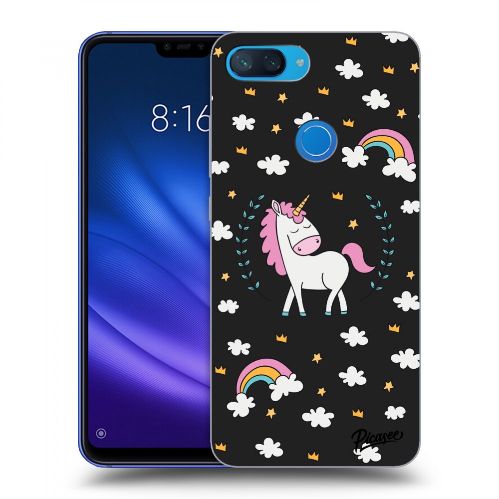 Picasee silikónový čierny obal pre Xiaomi Mi 8 Lite - Unicorn star heaven
