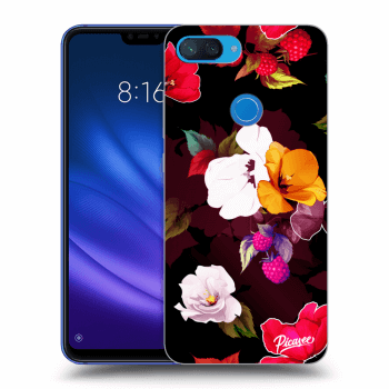 Picasee silikónový čierny obal pre Xiaomi Mi 8 Lite - Flowers and Berries