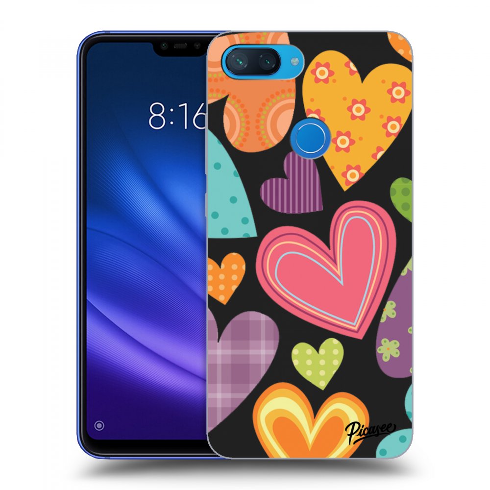 Picasee silikónový čierny obal pre Xiaomi Mi 8 Lite - Colored heart