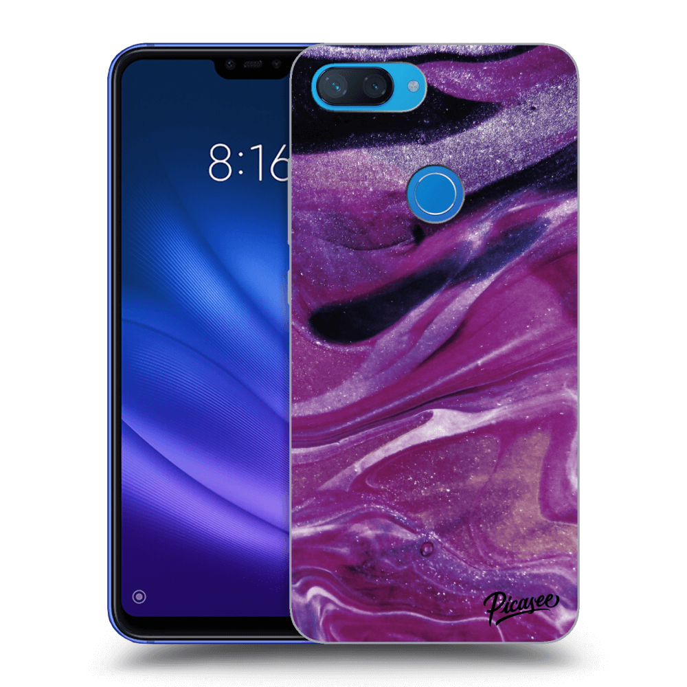 Picasee silikónový čierny obal pre Xiaomi Mi 8 Lite - Purple glitter