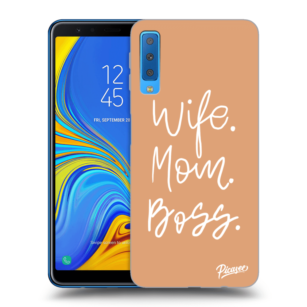 Picasee silikónový prehľadný obal pre Samsung Galaxy A7 2018 A750F - Boss Mama