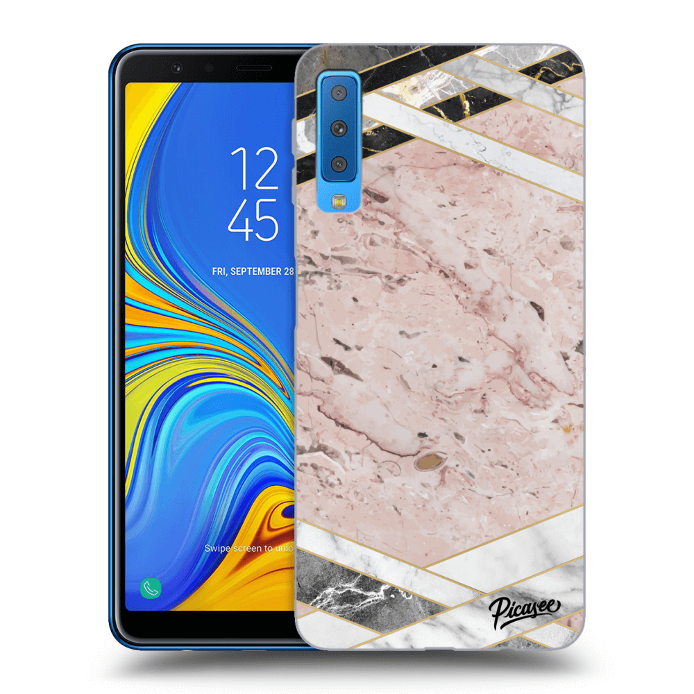 Picasee silikónový čierny obal pre Samsung Galaxy A7 2018 A750F - Pink geometry