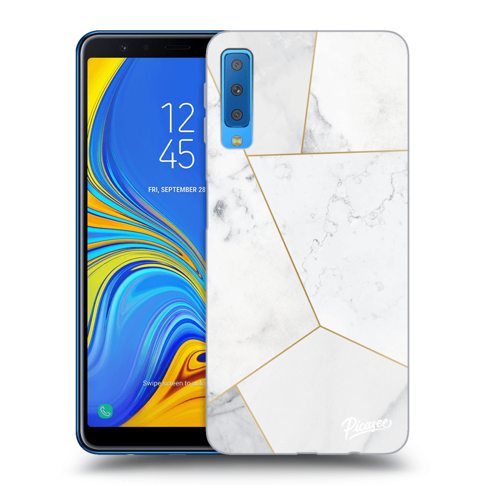 Picasee silikónový prehľadný obal pre Samsung Galaxy A7 2018 A750F - White tile