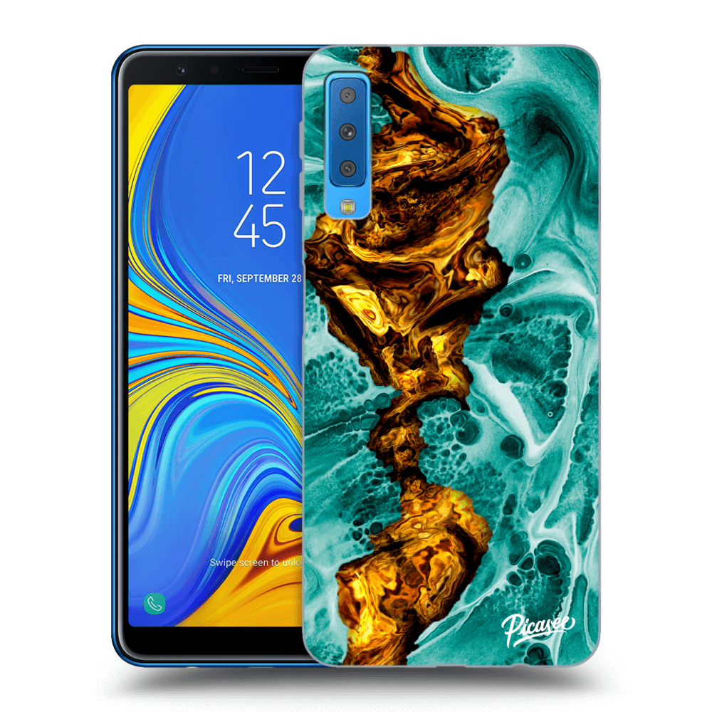 Picasee silikónový prehľadný obal pre Samsung Galaxy A7 2018 A750F - Goldsky