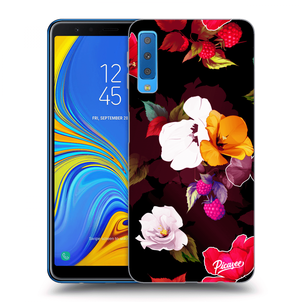 Picasee silikónový čierny obal pre Samsung Galaxy A7 2018 A750F - Flowers and Berries