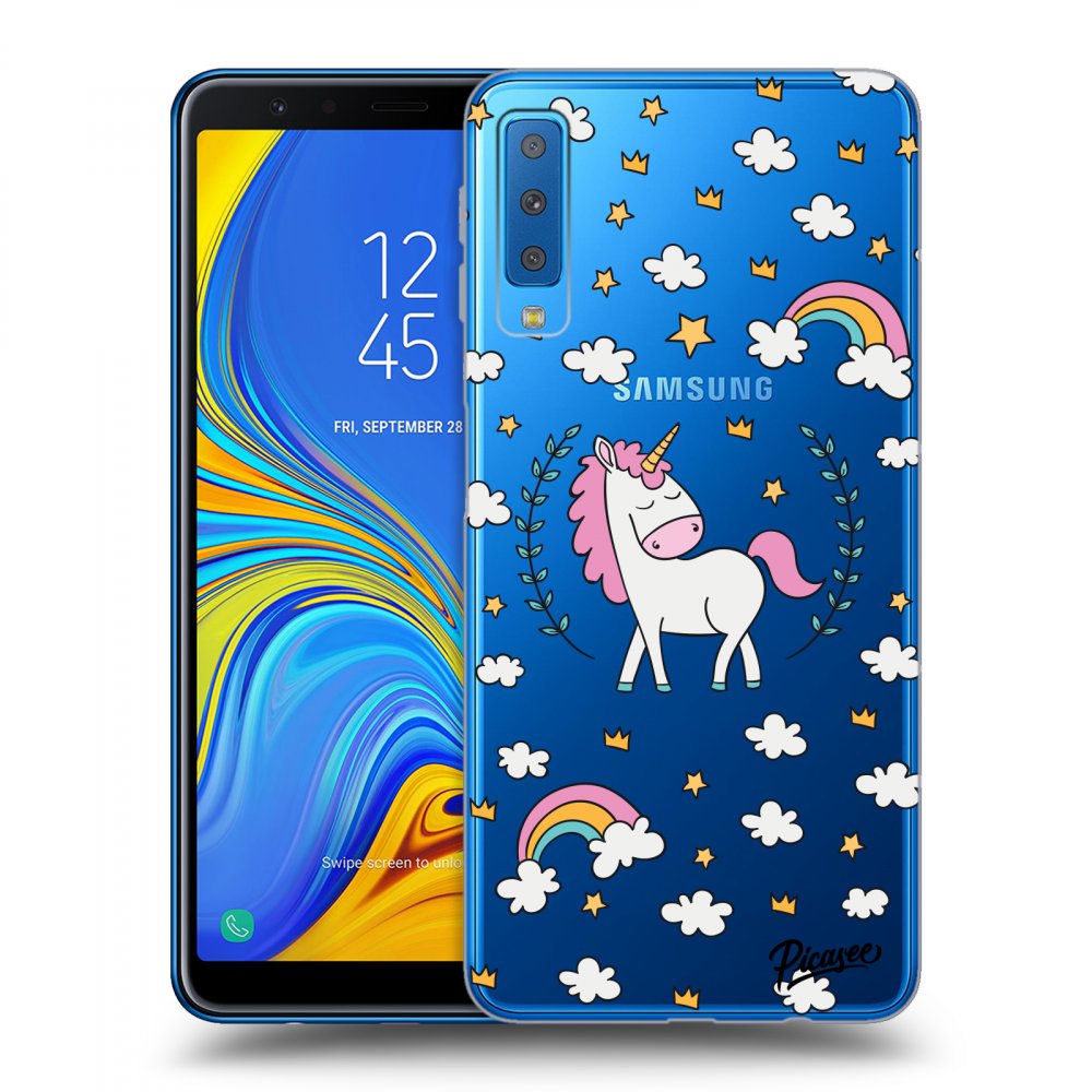 Picasee silikónový prehľadný obal pre Samsung Galaxy A7 2018 A750F - Unicorn star heaven