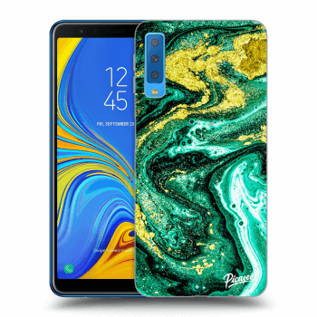 Picasee silikónový prehľadný obal pre Samsung Galaxy A7 2018 A750F - Green Gold