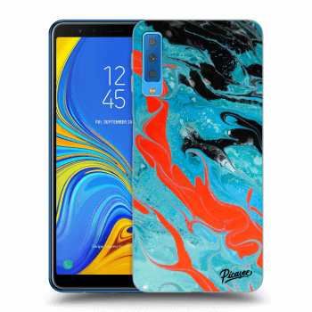 Picasee silikónový čierny obal pre Samsung Galaxy A7 2018 A750F - Blue Magma