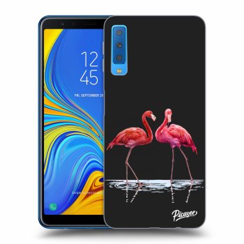 Picasee silikónový čierny obal pre Samsung Galaxy A7 2018 A750F - Flamingos couple