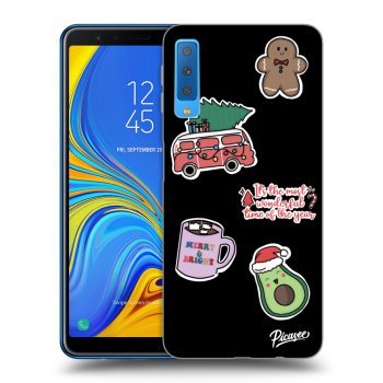 Picasee silikónový čierny obal pre Samsung Galaxy A7 2018 A750F - Christmas Stickers