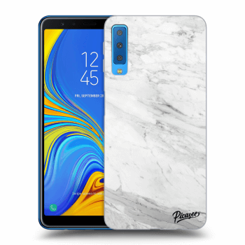 Picasee silikónový čierny obal pre Samsung Galaxy A7 2018 A750F - White marble