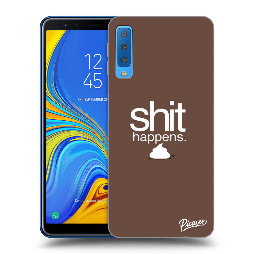 Picasee silikónový prehľadný obal pre Samsung Galaxy A7 2018 A750F - Shit happens
