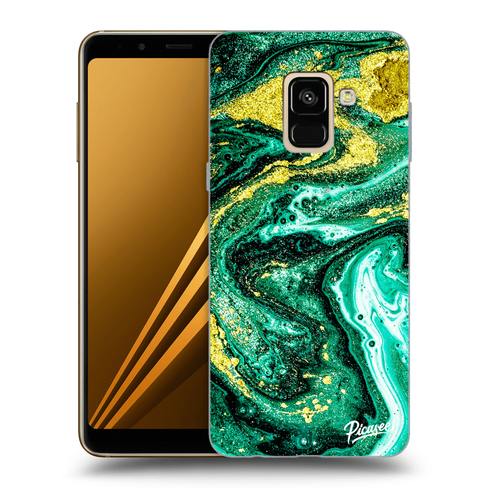 Picasee silikónový prehľadný obal pre Samsung Galaxy A8 2018 A530F - Green Gold