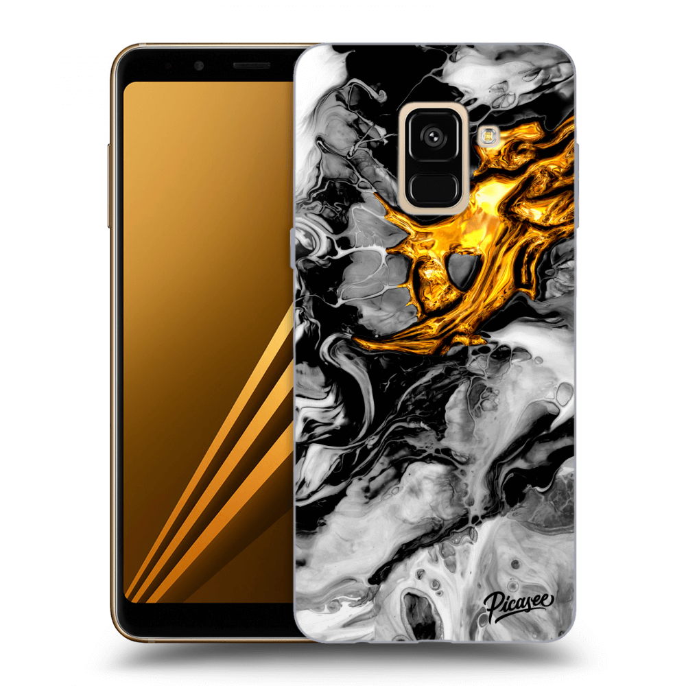 Picasee silikónový prehľadný obal pre Samsung Galaxy A8 2018 A530F - Black Gold 2