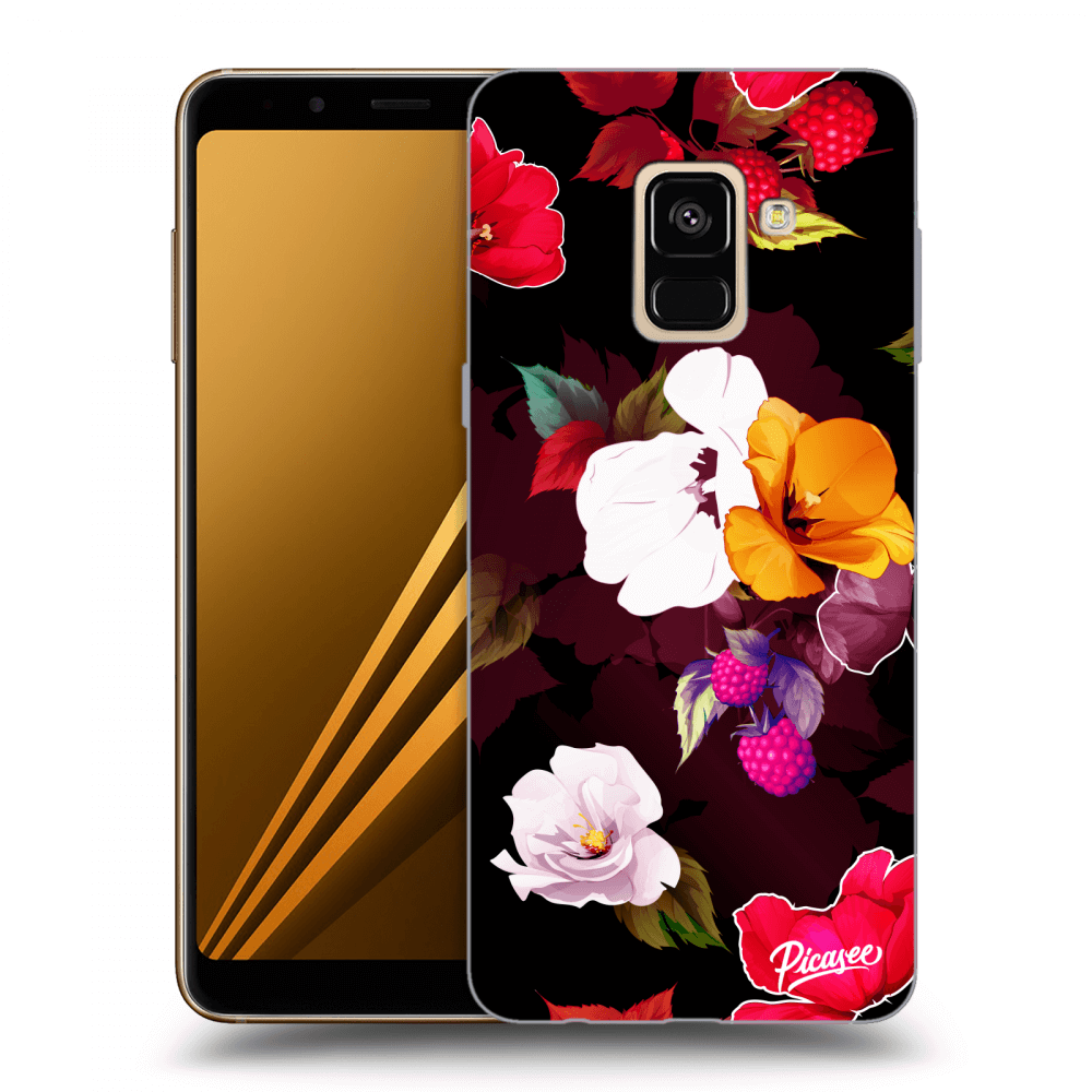 Picasee silikónový čierny obal pre Samsung Galaxy A8 2018 A530F - Flowers and Berries